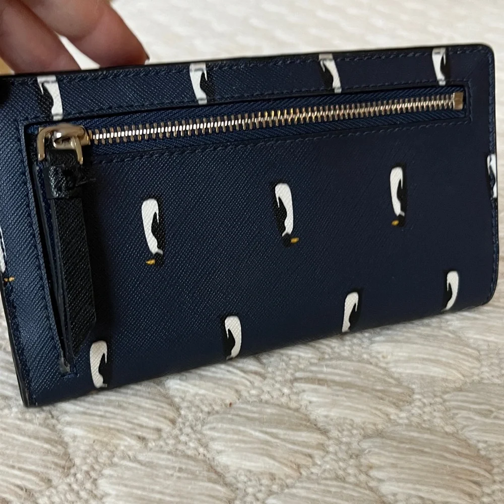 EUC Kate Spade Navy Blue Wallet with Penguin Design - Picture 6 of 7